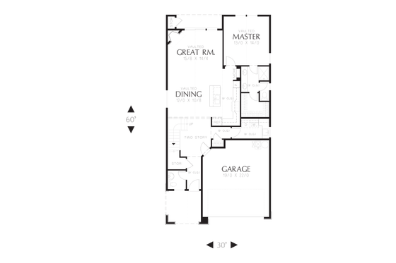 Floor plan drawing for Cottage Plan 48-575