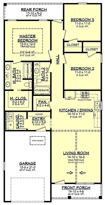 Floor plan drawing for Traditional Plan 56702